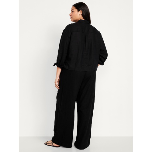 올드네이비 Oldnavy High-Waisted Linen-Blend Super Wide-Leg Pants