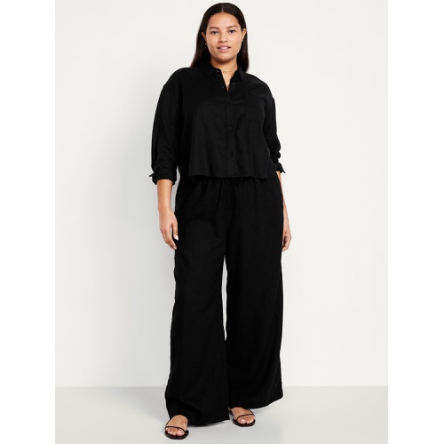올드네이비 Oldnavy High-Waisted Linen-Blend Super Wide-Leg Pants