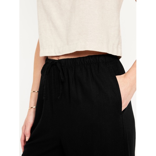 올드네이비 Oldnavy High-Waisted Linen-Blend Super Wide-Leg Pants