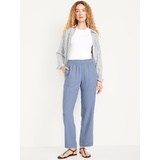 Oldnavy High-Waisted Linen-Blend Straight Ankle Pants