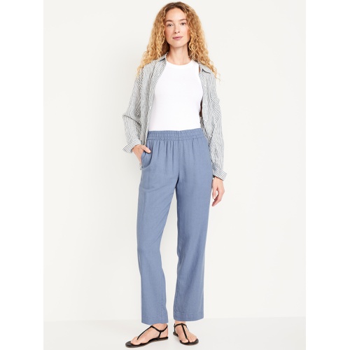 올드네이비 Oldnavy High-Waisted Linen-Blend Straight Ankle Pants