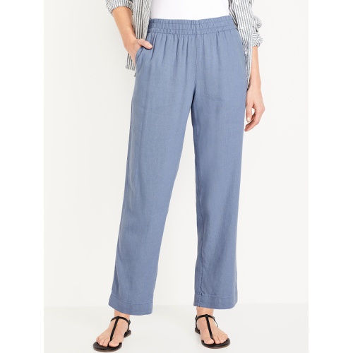 올드네이비 Oldnavy High-Waisted Linen-Blend Straight Ankle Pants