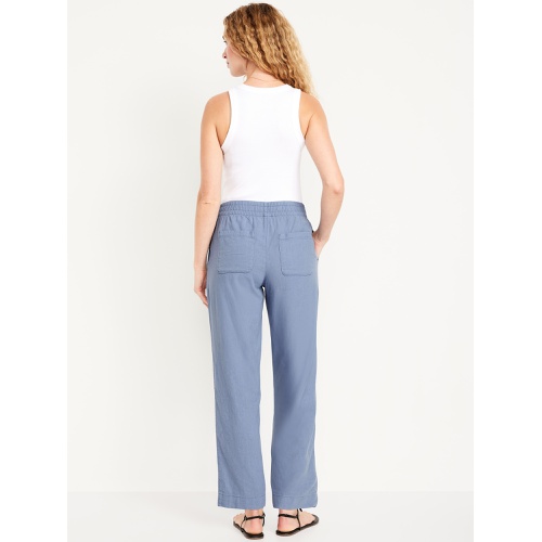 올드네이비 Oldnavy High-Waisted Linen-Blend Straight Ankle Pants