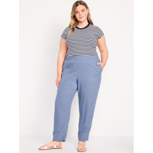 올드네이비 Oldnavy High-Waisted Linen-Blend Straight Ankle Pants