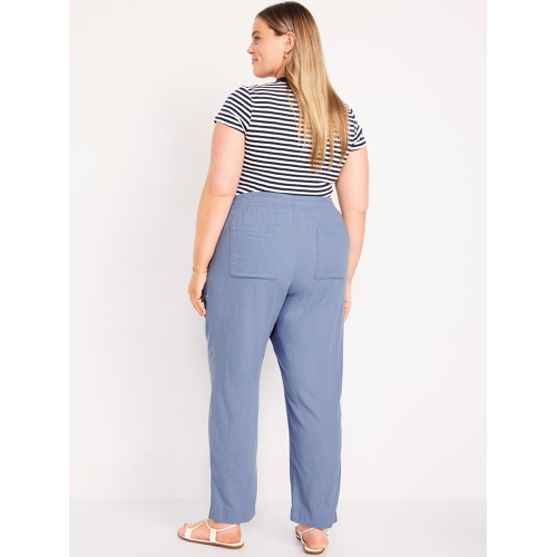 올드네이비 Oldnavy High-Waisted Linen-Blend Straight Ankle Pants