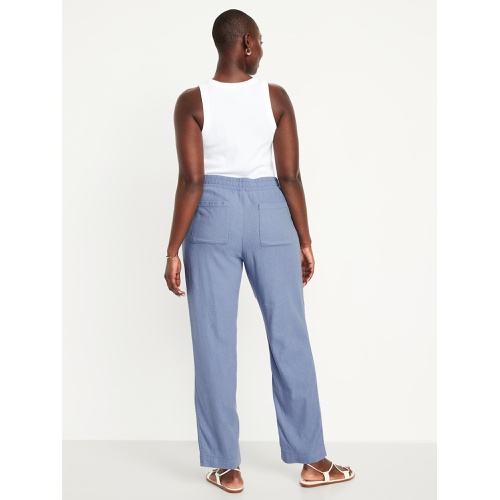 올드네이비 Oldnavy High-Waisted Linen-Blend Straight Ankle Pants