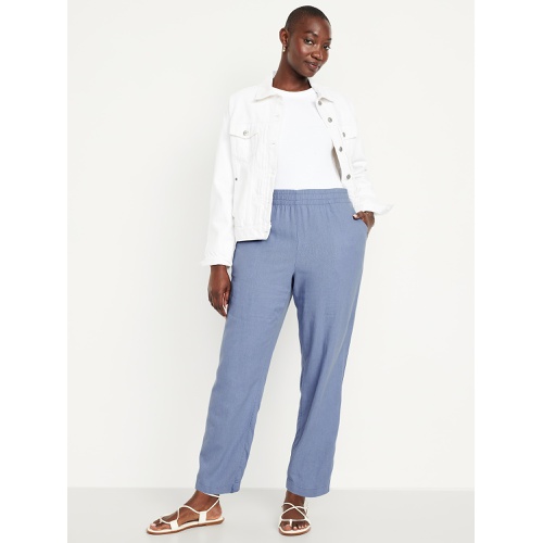 올드네이비 Oldnavy High-Waisted Linen-Blend Straight Ankle Pants