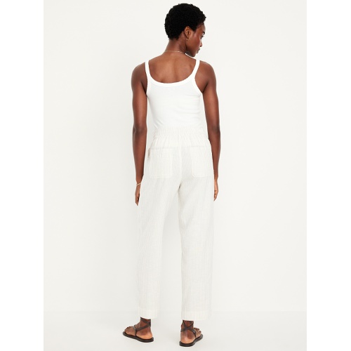 올드네이비 Oldnavy High-Waisted Linen-Blend Straight Ankle Pants