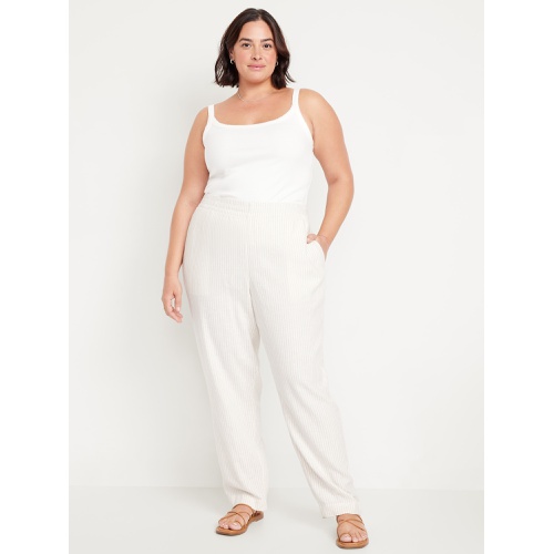 올드네이비 Oldnavy High-Waisted Linen-Blend Straight Ankle Pants