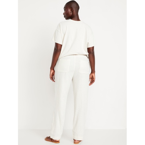 올드네이비 Oldnavy High-Waisted Linen-Blend Straight Ankle Pants