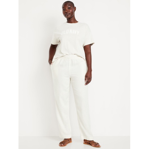 올드네이비 Oldnavy High-Waisted Linen-Blend Straight Ankle Pants