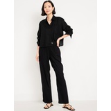 Oldnavy High-Waisted Linen-Blend Straight Ankle Pants