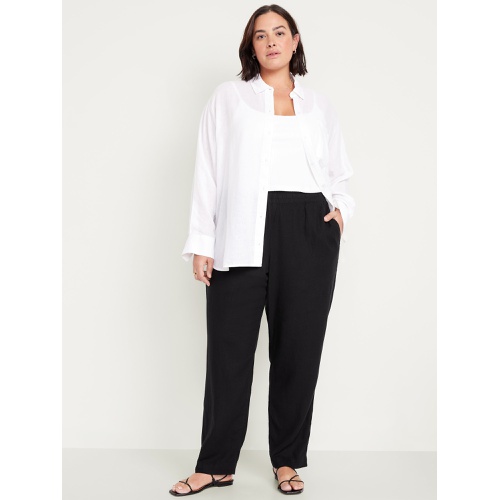 올드네이비 Oldnavy High-Waisted Linen-Blend Straight Ankle Pants