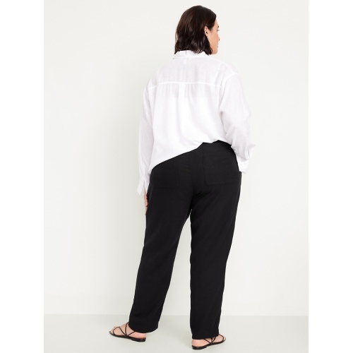 올드네이비 Oldnavy High-Waisted Linen-Blend Straight Ankle Pants