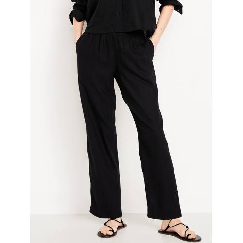 올드네이비 Oldnavy High-Waisted Linen-Blend Straight Ankle Pants
