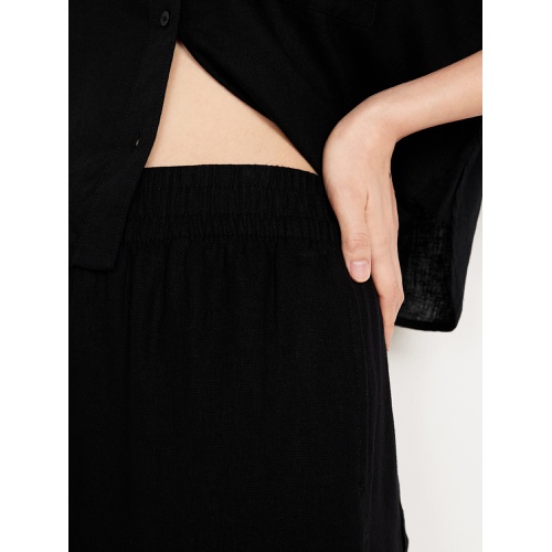 올드네이비 Oldnavy High-Waisted Linen-Blend Straight Ankle Pants