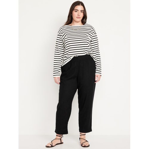 올드네이비 Oldnavy High-Waisted Linen-Blend Straight Ankle Pants