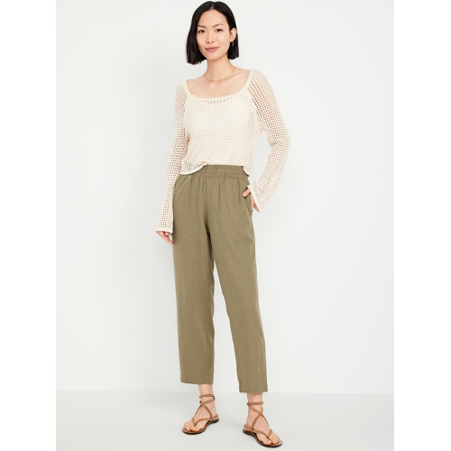 올드네이비 Oldnavy High-Waisted Linen-Blend Straight Ankle Pants