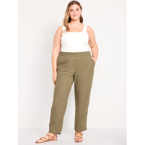 올드네이비 Oldnavy High-Waisted Linen-Blend Straight Ankle Pants
