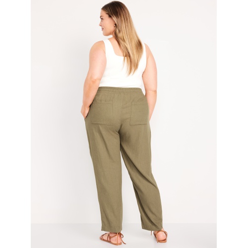 올드네이비 Oldnavy High-Waisted Linen-Blend Straight Ankle Pants