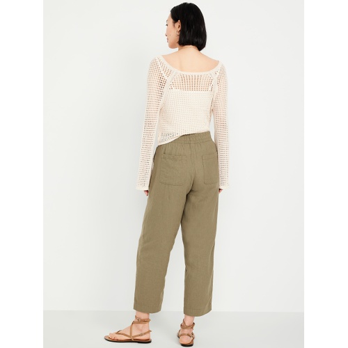 올드네이비 Oldnavy High-Waisted Linen-Blend Straight Ankle Pants