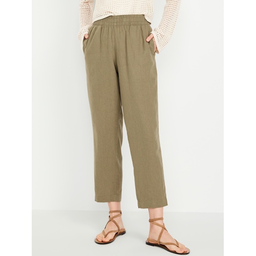 올드네이비 Oldnavy High-Waisted Linen-Blend Straight Ankle Pants