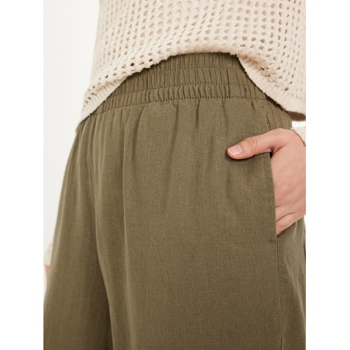 올드네이비 Oldnavy High-Waisted Linen-Blend Straight Ankle Pants