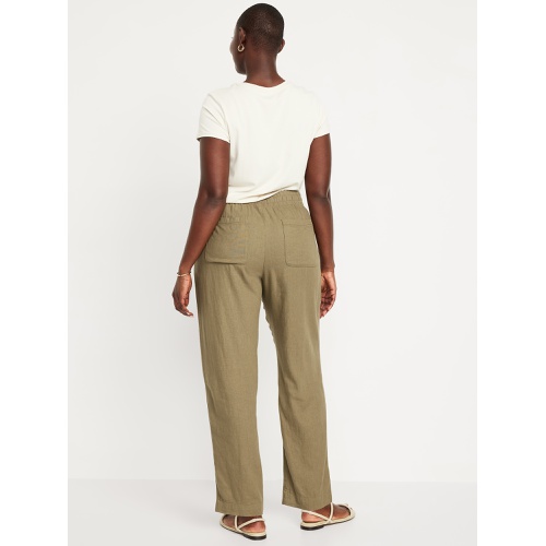 올드네이비 Oldnavy High-Waisted Linen-Blend Straight Ankle Pants