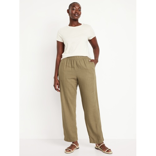 올드네이비 Oldnavy High-Waisted Linen-Blend Straight Ankle Pants