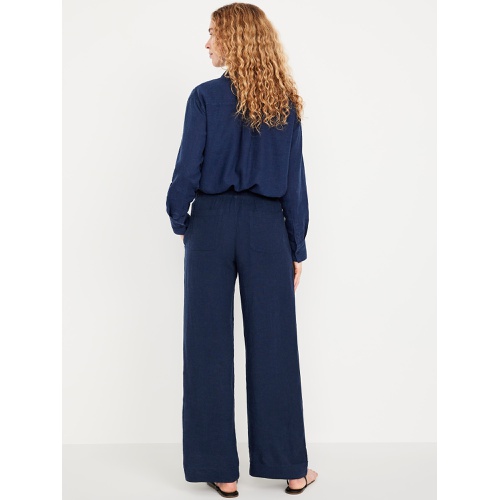 올드네이비 Oldnavy High-Waisted Linen-Blend Wide-Leg Pants