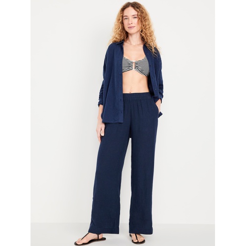 올드네이비 Oldnavy High-Waisted Linen-Blend Wide-Leg Pants