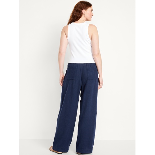 올드네이비 Oldnavy High-Waisted Linen-Blend Wide-Leg Pants