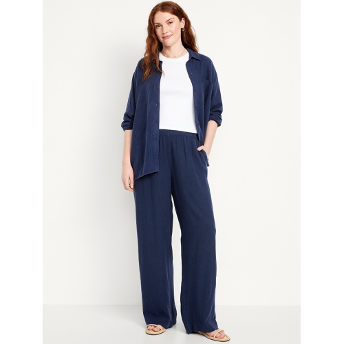 올드네이비 Oldnavy High-Waisted Linen-Blend Wide-Leg Pants