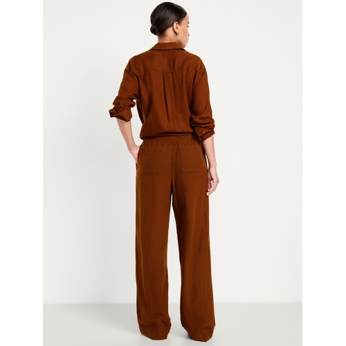 올드네이비 Oldnavy High-Waisted Linen-Blend Wide-Leg Pants