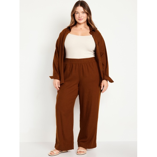 올드네이비 Oldnavy High-Waisted Linen-Blend Wide-Leg Pants