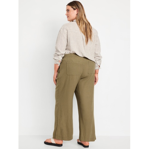 올드네이비 Oldnavy High-Waisted Linen-Blend Wide-Leg Pants