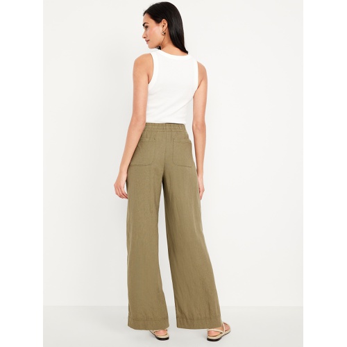 올드네이비 Oldnavy High-Waisted Linen-Blend Wide-Leg Pants