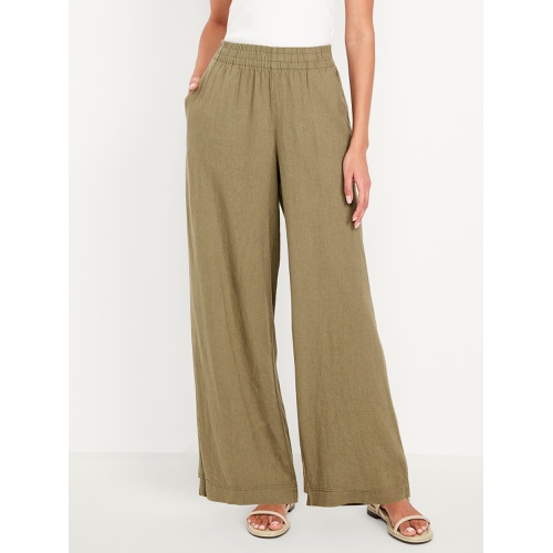 올드네이비 Oldnavy High-Waisted Linen-Blend Wide-Leg Pants