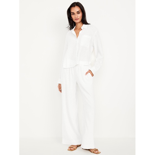올드네이비 Oldnavy High-Waisted Linen-Blend Wide-Leg Pants