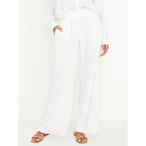 올드네이비 Oldnavy High-Waisted Linen-Blend Wide-Leg Pants