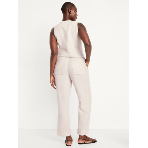 올드네이비 Oldnavy High-Waisted Linen-Blend Straight Ankle Pants