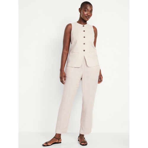 올드네이비 Oldnavy High-Waisted Linen-Blend Straight Ankle Pants