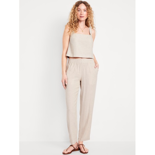 올드네이비 Oldnavy High-Waisted Linen-Blend Straight Ankle Pants
