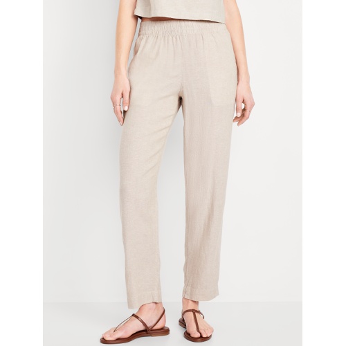올드네이비 Oldnavy High-Waisted Linen-Blend Straight Ankle Pants