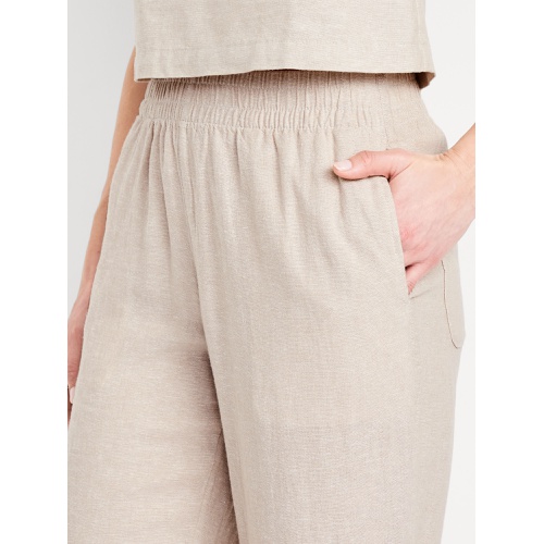 올드네이비 Oldnavy High-Waisted Linen-Blend Straight Ankle Pants
