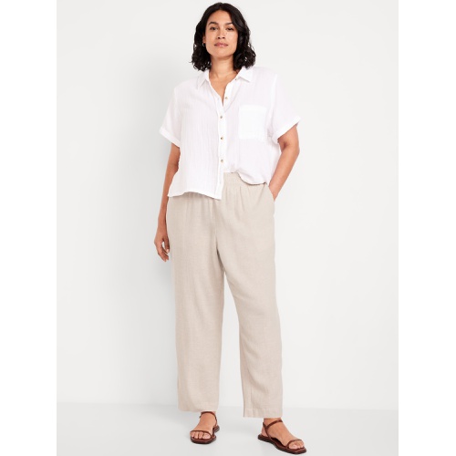 올드네이비 Oldnavy High-Waisted Linen-Blend Straight Ankle Pants