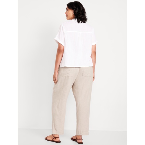 올드네이비 Oldnavy High-Waisted Linen-Blend Straight Ankle Pants