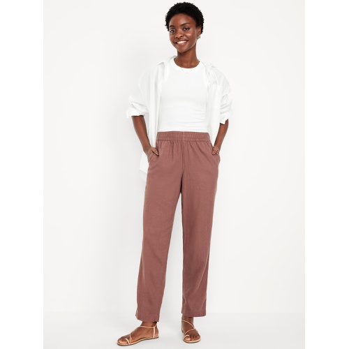 올드네이비 Oldnavy High-Waisted Linen-Blend Straight Ankle Pants