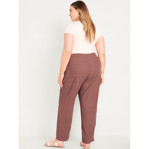 올드네이비 Oldnavy High-Waisted Linen-Blend Straight Ankle Pants