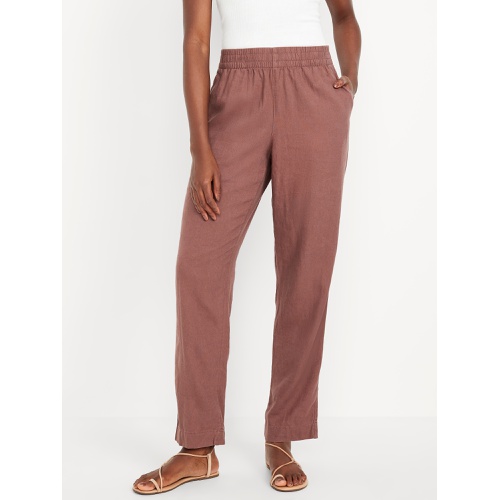 올드네이비 Oldnavy High-Waisted Linen-Blend Straight Ankle Pants